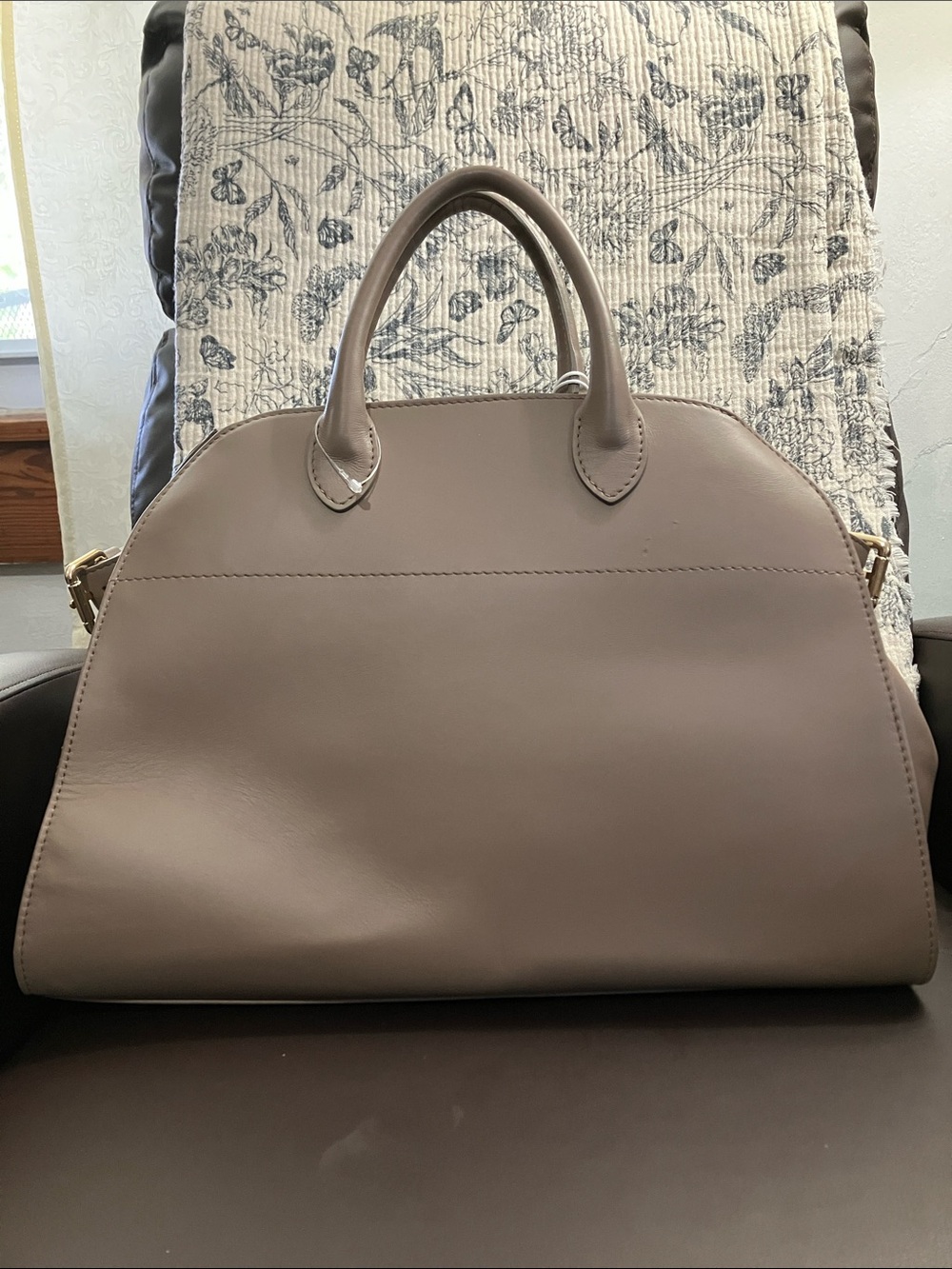 Anna Paola Beige Leather Satchel with Top Handles Rita - Picture 3 of 16